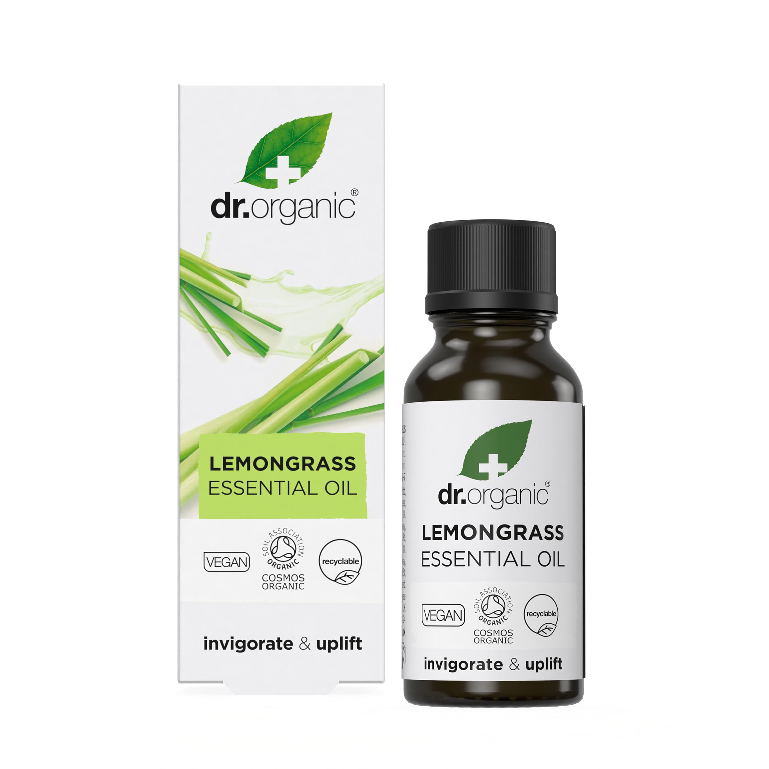 Dr Organic Lemongrass Oil - Organic Essential Oil for Skin, Aromatherapy & Diffusers, Vegan, Paraben & SLS Free, 10ml