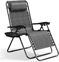 Vista 20 de Nestl Zero Gravity - Juego de 4 sillas de patio al aire libre con almohadas y bandejas portavasos, silla de campamento reclinable de malla de acero