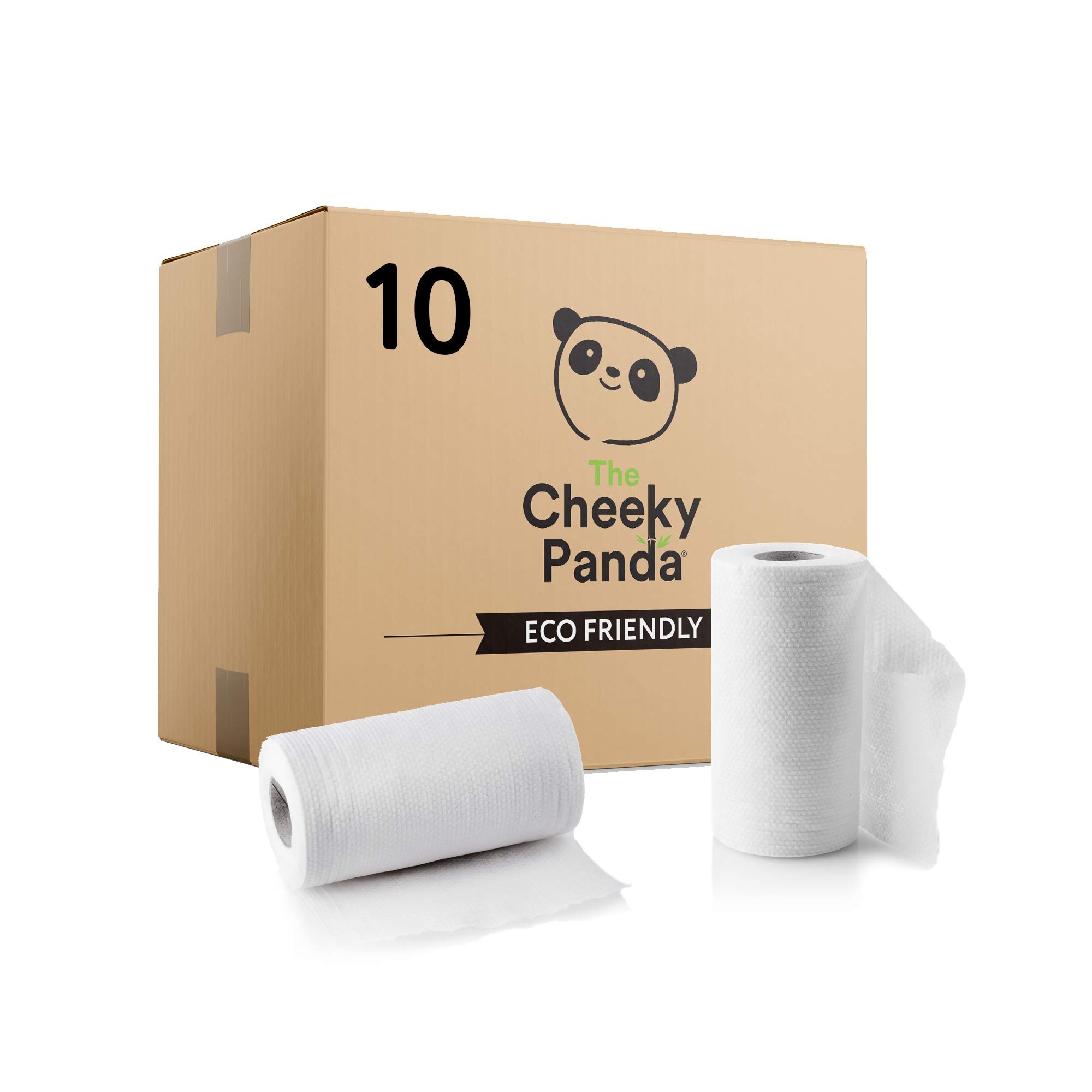 The Cheeky PandaBamboo Kitchen Bulk Box of 2Ply Rolls,White, 10 count