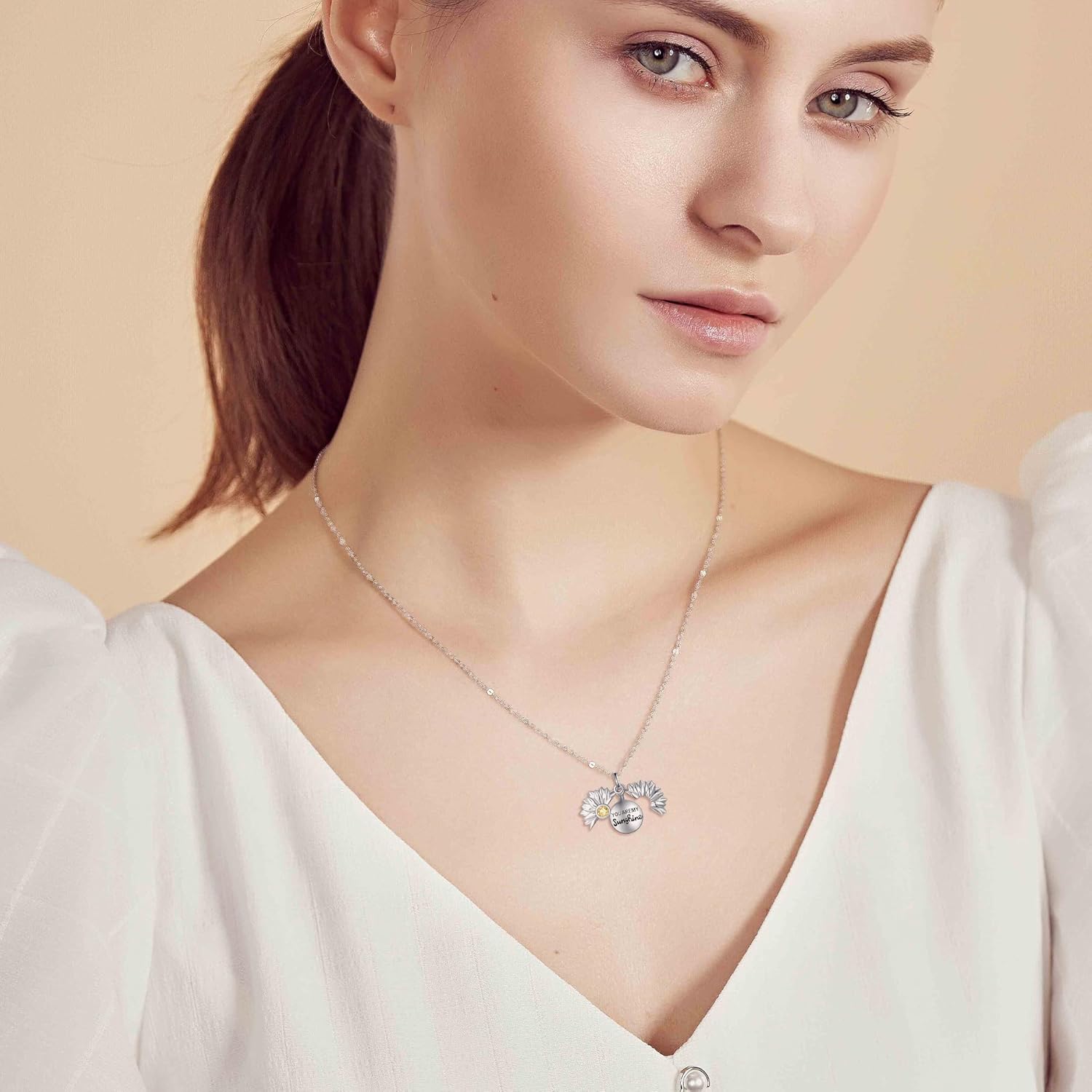 You Are My Sunshine Necklace/Dove Necklace/Tabby Cat 925 Sterling Silver Sunflower/Dove/Tabby Cat Pendant Jewelry Gifts for Women Lovers - Image 5