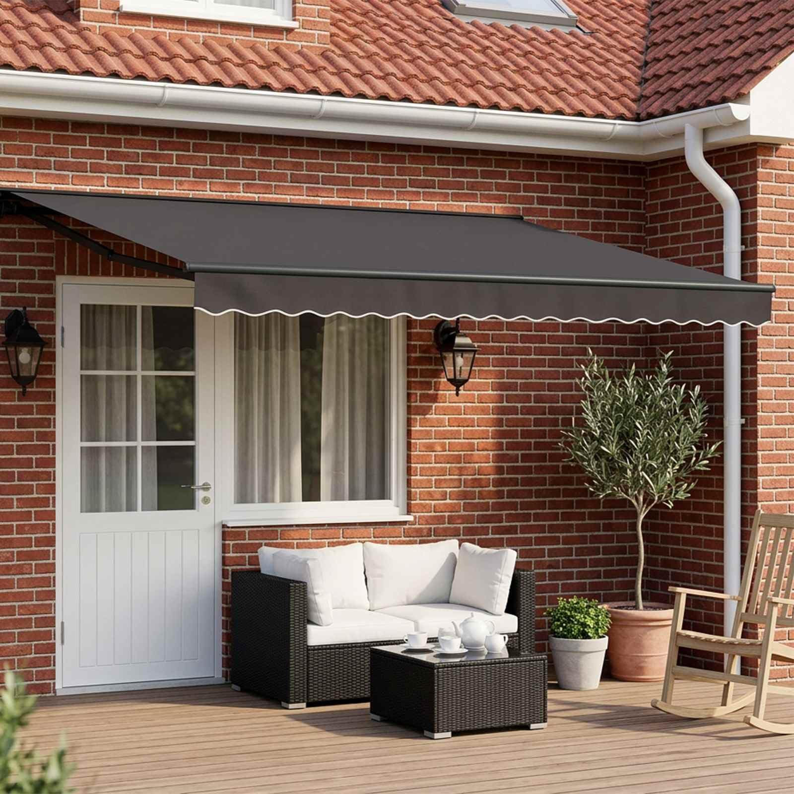 vidaXL Manuell einziehbare Markise Anthrazit 4,5 x 3,5 m, Garten und Terrasse, moderner ausziehbarer Sonnenschutz, wetterfestes Dach, verstellbare Schattenlösung Garten