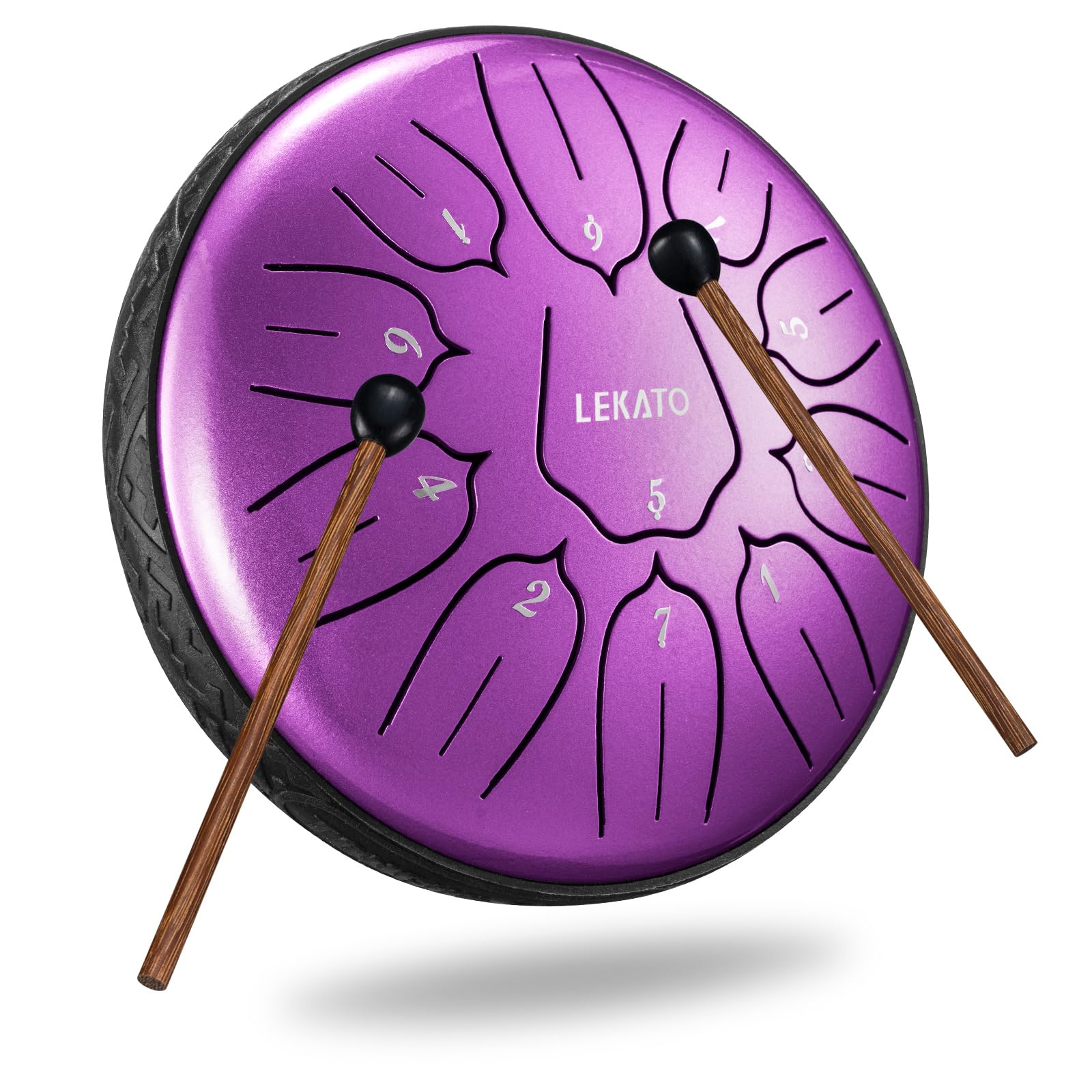 LEKATO Steel Tongue Drum à 6 Pouce 11 Notes Ré(D) Majeur, Steel Handpan Mini Tambour à Langue pour Débutant, Idéal Pour Méditation, Yoga, Education Musicale, Violet Nacré