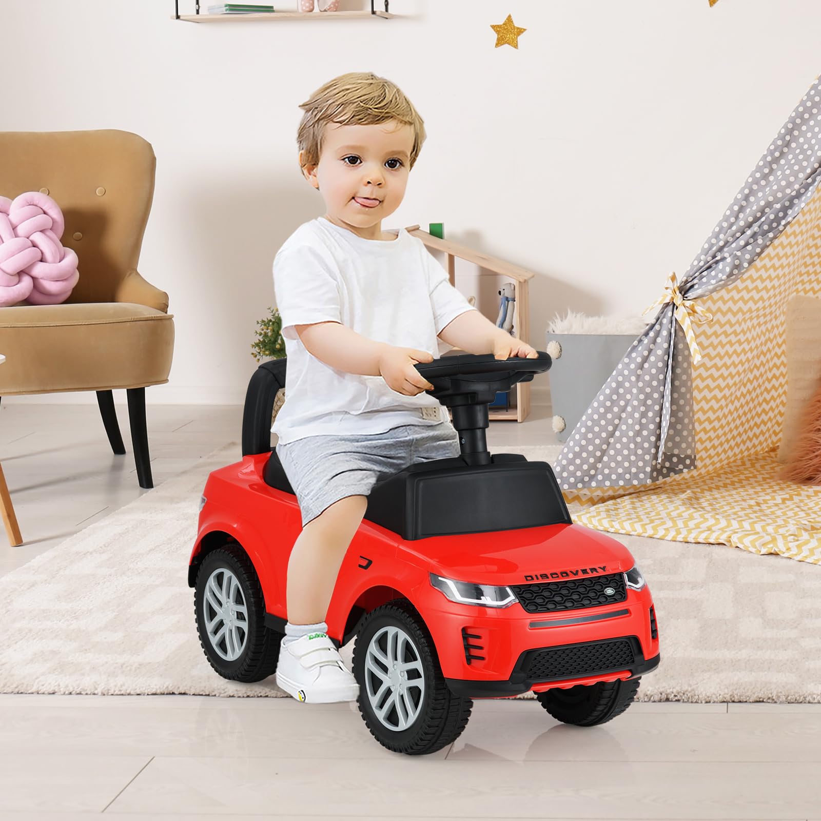 COSTWAY Macchinina Cavalcabile per Bambini, Macchina a Spinta con Clacson, Suoni del Motore e Spazio di Stoccaggio, Auto Giocattolo per Bambini da 1-3 Anni (Rosso)