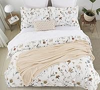 Vista 7 de DAUAOTO Juego de funda de edredón para cama individual XL de 68"X92", ropa de cama de 100% algodón con patrón floral de jardín para cama individual