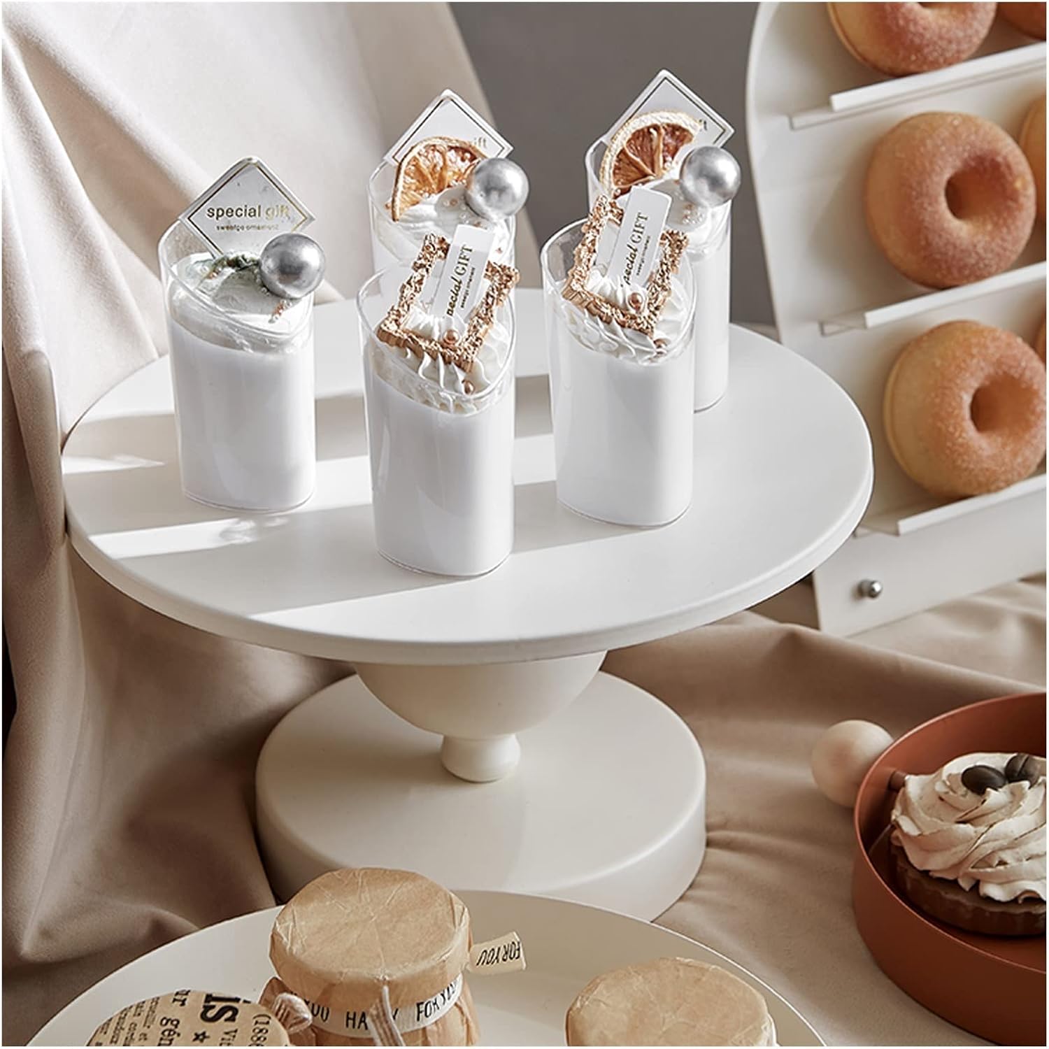 Tray/Tiered Tray White Dessert Table Ornament Wedding Cake Tray Decoration Birthday Cake Tray Display Stand Gold Confectionery Tray Tower Tray (C)
