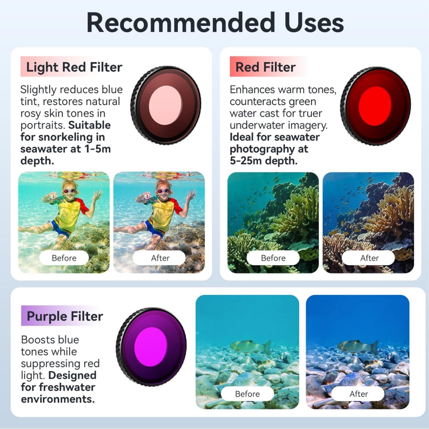 Diving Filters for DJI Osmo Action 5 Pro / 4,Filter Lens Protective Protector Cover for DJI Osmo Action 5 Pro / 4 (Red)