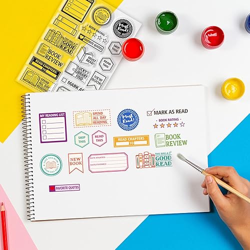 Miniatura 2 de GLOBLELAND Etiqueta de lectura de libros, sellos transparentes, mini etiqueta artística de silicona, sellos de lectura transparentes para bricolaje,