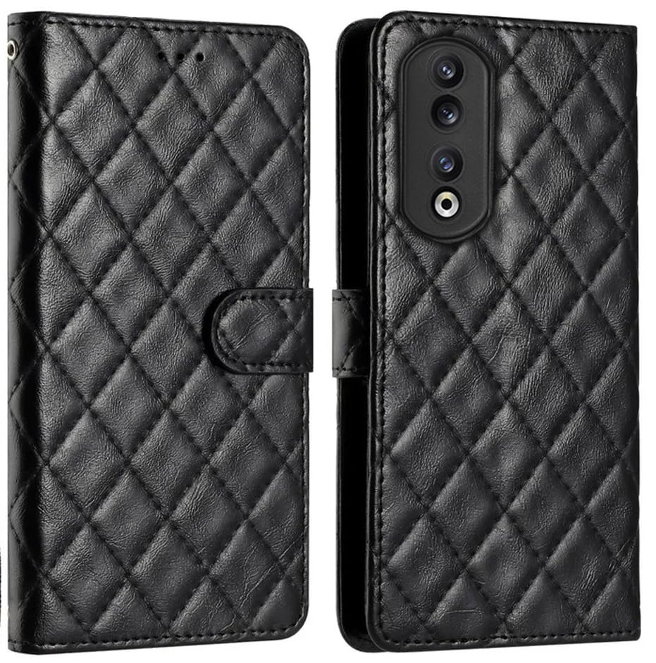 SHINESTAR Ultimate Leather 3D Finish Imprinted Rhombus Pattern Grid Textured Design Flip Back Cover for Honor 90 5G Back Cover with Wallet Stand - Black (B0CK5Z1XXB) Amazon Price History, Amazon Price Tracker