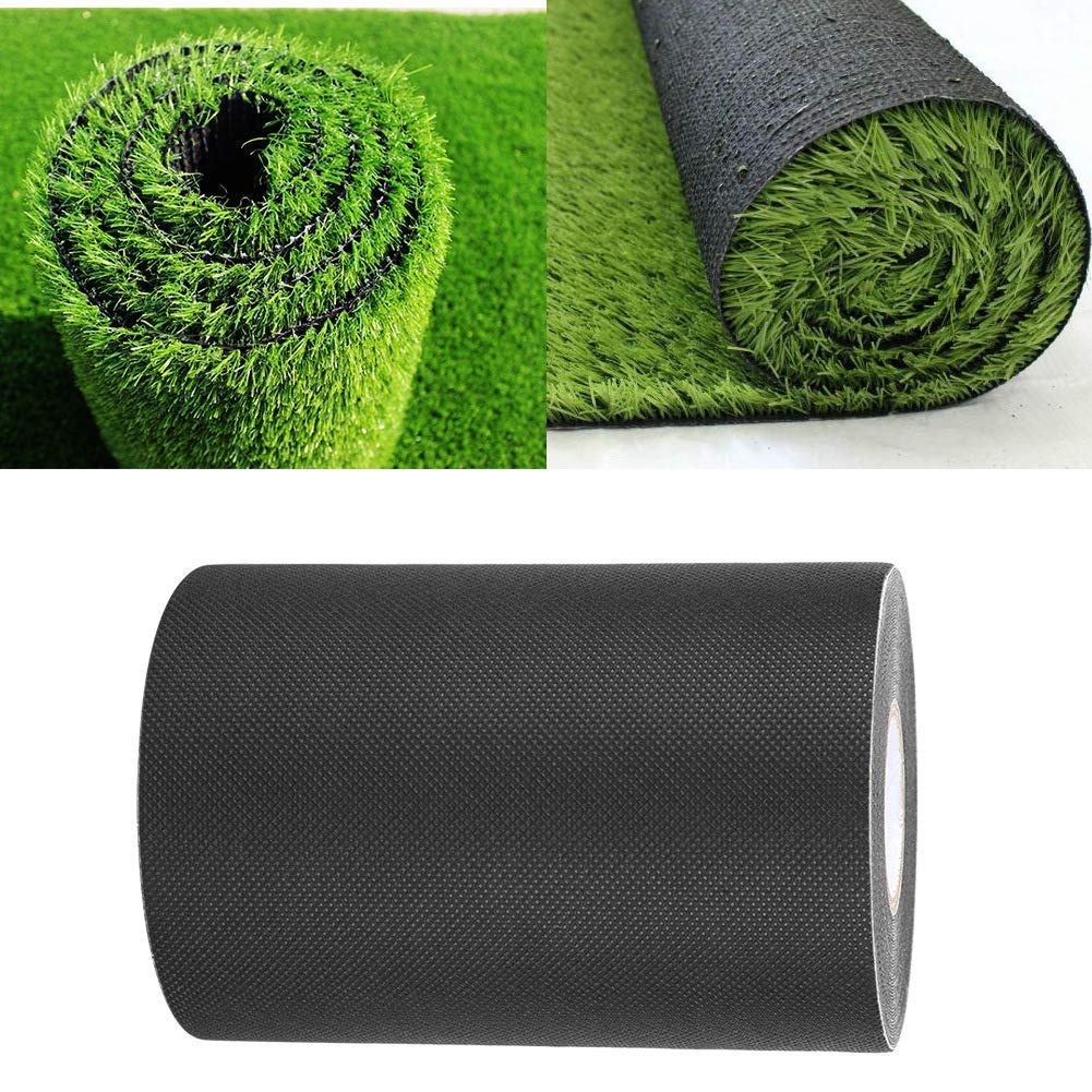 Tapis adhésif d'herbe de jardin en bande de gazon artificiel et tapis haute densité faux 150mm * 10m (noir)