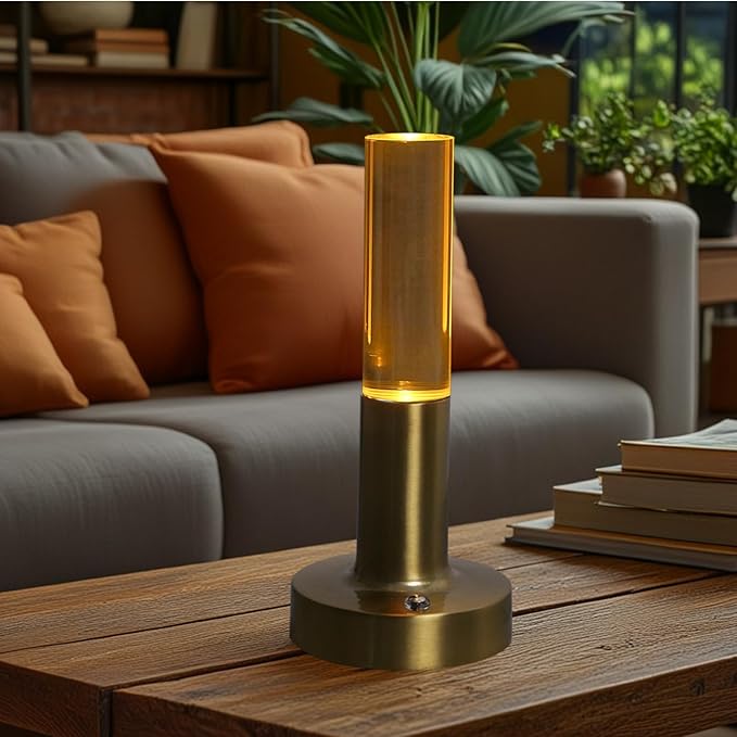 Gusweet Night Light,Dimmable Touch Lamp with Rechargeable Internal Battery,3 Color Temperature,Eye Caring,Portable Table Bedside Lamp for Bedrooms Living Room (Golden)