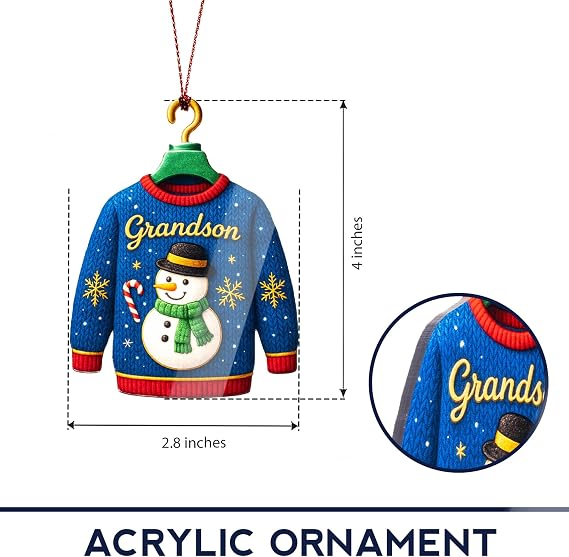 Grandson Christmas Ornament 2026 Grandson Ornament Holiday Decor Christmas Ornament Suncatcher Effect Window Hanging Car Hanging