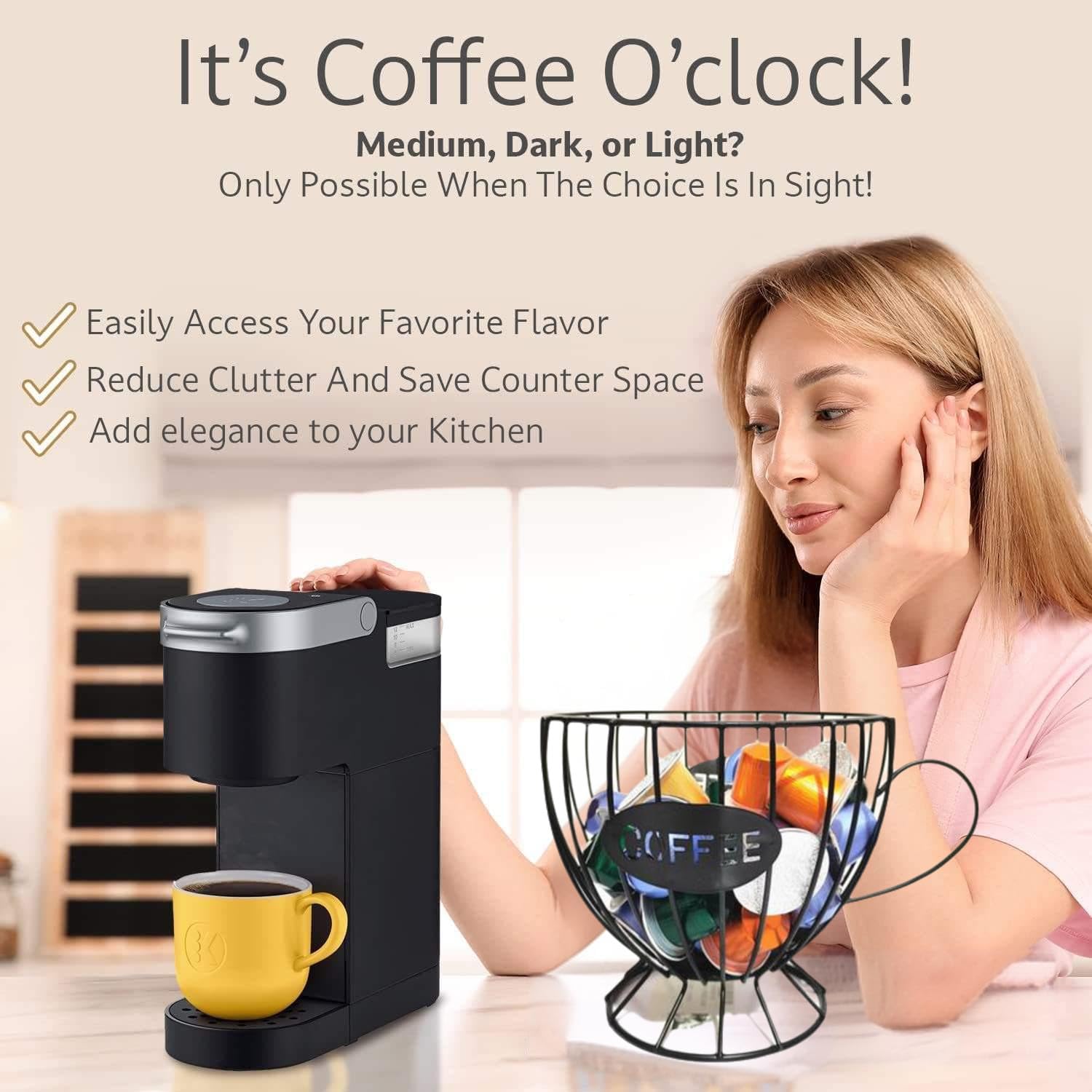 Soporte para cápsulas de café, 2 soportes para tazas K de gran capacidad para mostrador, organizador de almacenamiento de cápsulas de café para oficina, hogar, cafetería, hotel, (negro y