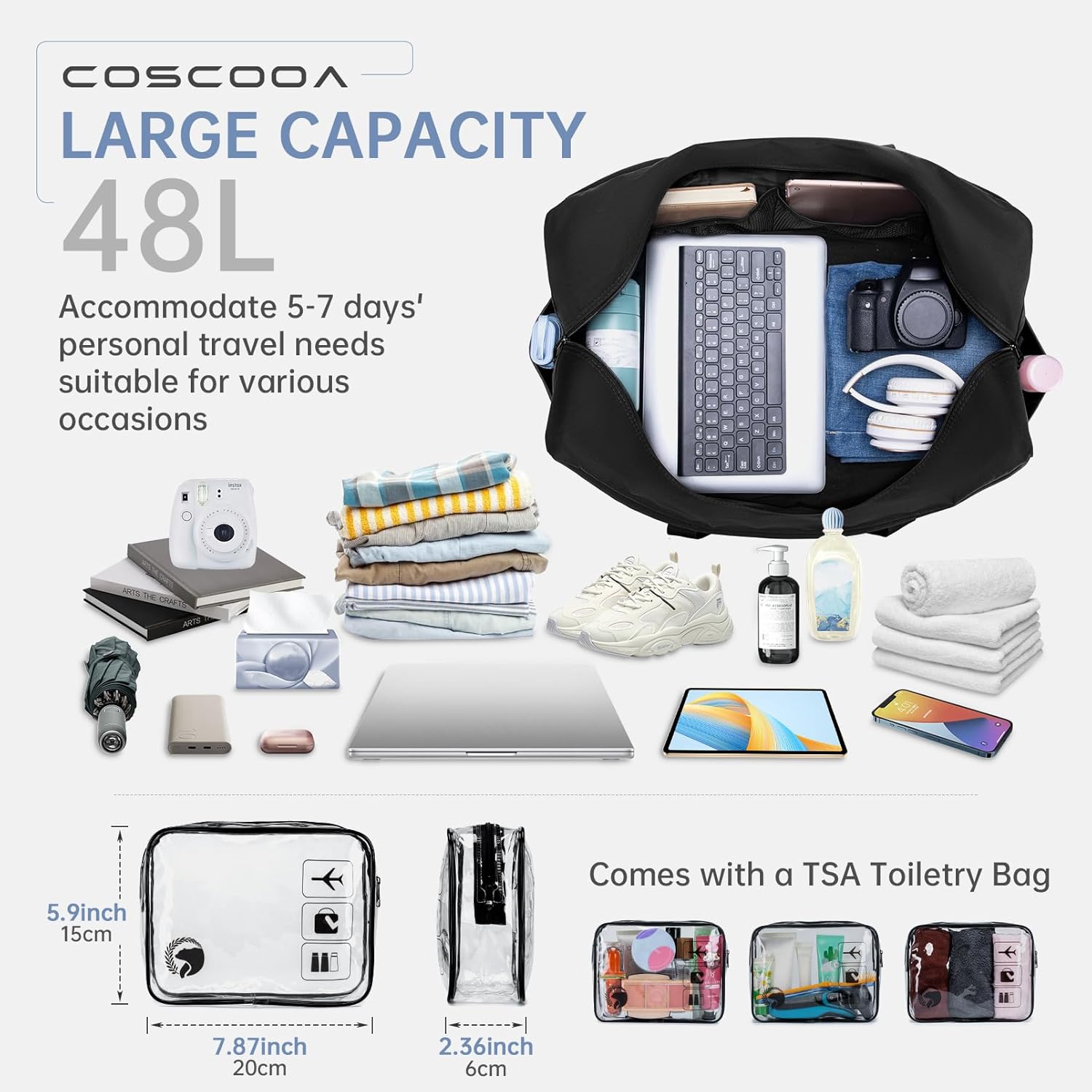 2Pack Carry On Luggage 22x14x9 Airline Approved,Lightweight Duffle Bag for Travel, Waterproof Weekender Overnight Bags for Traveling Airplane for Women and Men 40L