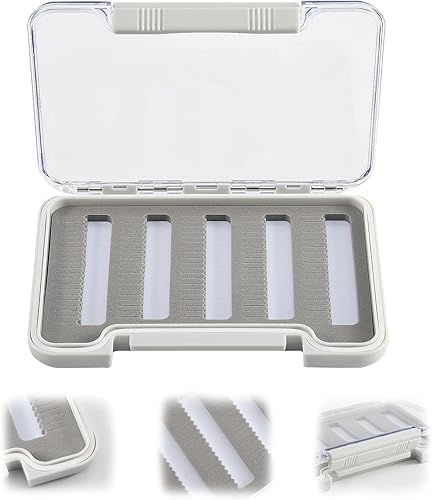 Goture Caja de pesca con mosca de una cara impermeable para aparejos de almacenamiento de moscas (inserto de esponja-5.51 x 3.82 x 0.67 pulgadas)