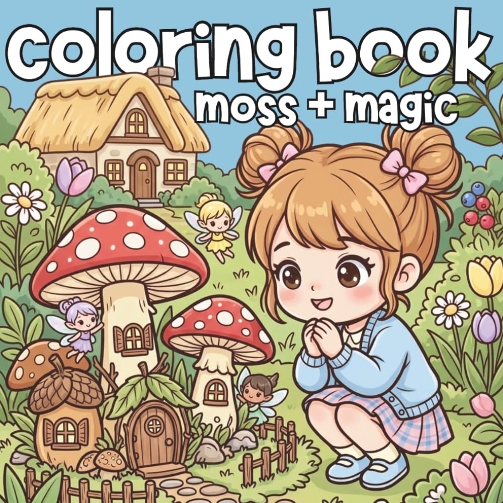Moss & Magic Kawaii: A Cute Cottagecore Coloring Book for All Ages