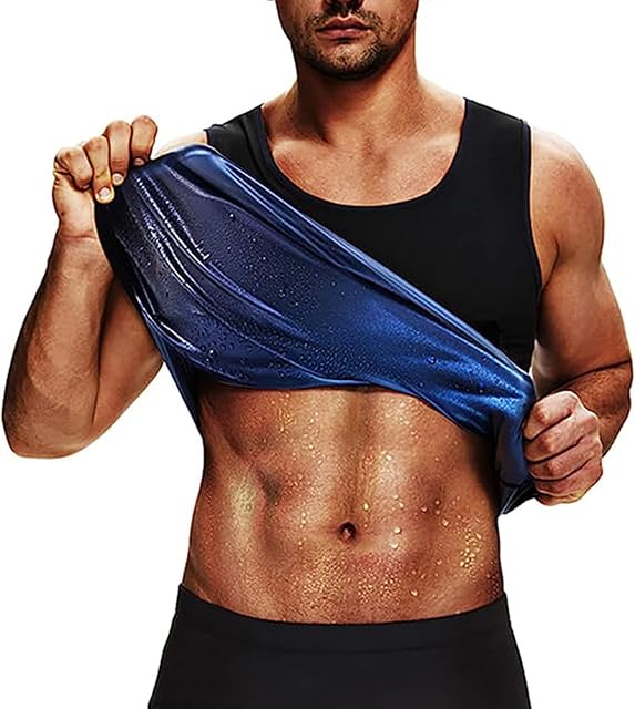 Sauna Vest for Men Weight Loss, Workout Tank Top, Sauna Suit Sweat Vest Slimming Shapewear Waist Trainer Body Shaper,2XL/3XL,Black