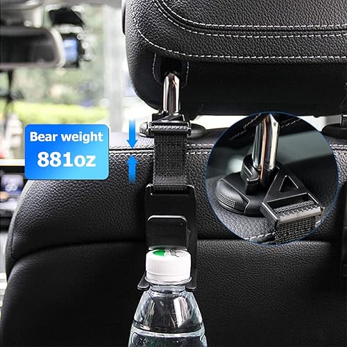 Miniatura 5 de Ganchos para reposacabezas para automóvil, 4 paquetes de ganchos universales para almacenamiento de automóvil, ganchos para reposacabezas de