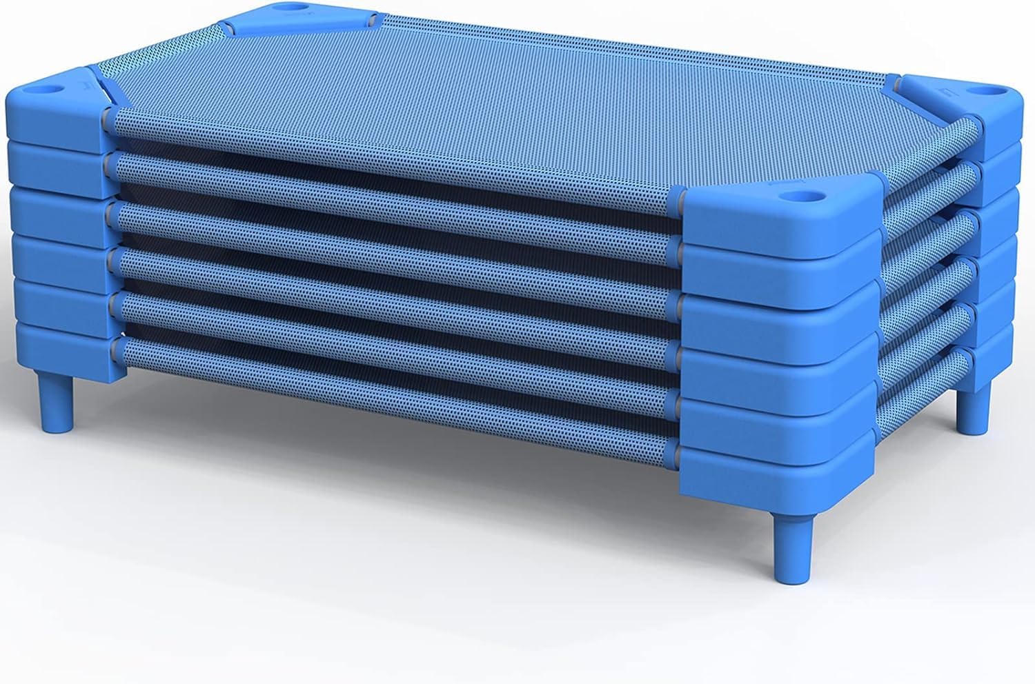 Daycare Cots for Kids, Stackable Preschool Cots Dollar (Blue, 52"x23", 6-Pack)