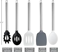 Vista 4 de COOK WITH COLOR - Juego de utensilios de cocina de silicona, 5 piezas, fáciles de limpiar, utensilios de cocina para batería de cocina antiadherente