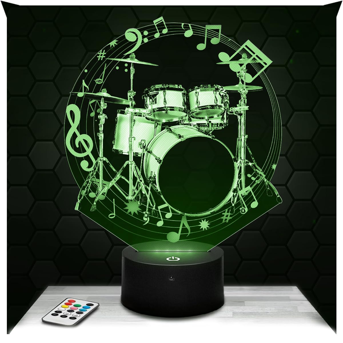 Lampephoto.fr - 3D Lamp Battery Gift Battery Music Instrument Musician, Touch LED Night Light, 3D Hologram Effect, Christmas Birthday Gift Idea for Boy or Girl, Room Decoration Object
