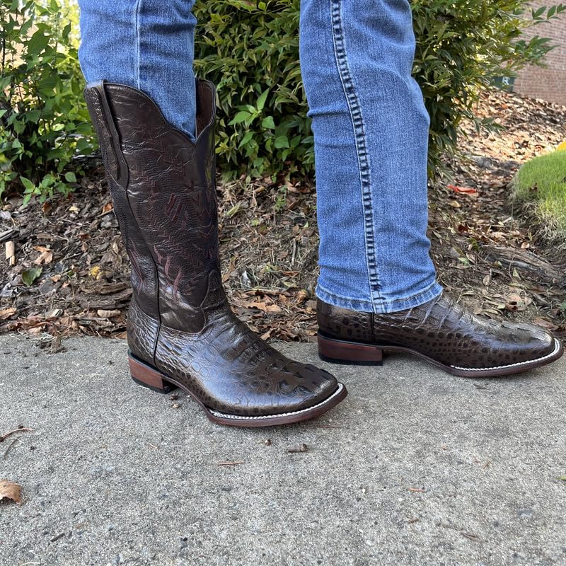 Image of Men's Alex Exotic Caiman Python Western Cowboy Boots Square Toe Pull On Tall Shaft bota de vaquero para hombre