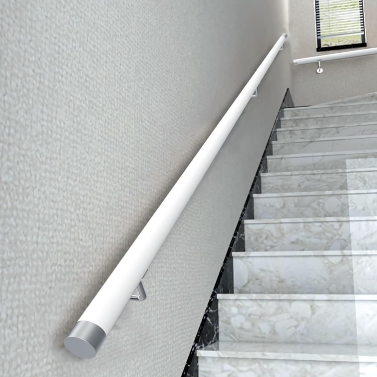 Rampe d'escalier en bois blanc 50 cm avec kit complet de barre d'appui pour loft