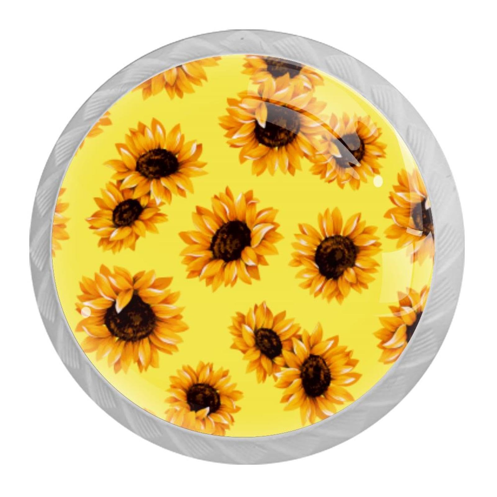 Tqmspg Multi16 4 Pieces Drawer Pulls Sunflower Door Knobs Dresser Handles For Kitchen Wardrobe Cupboard Hardware Furniture