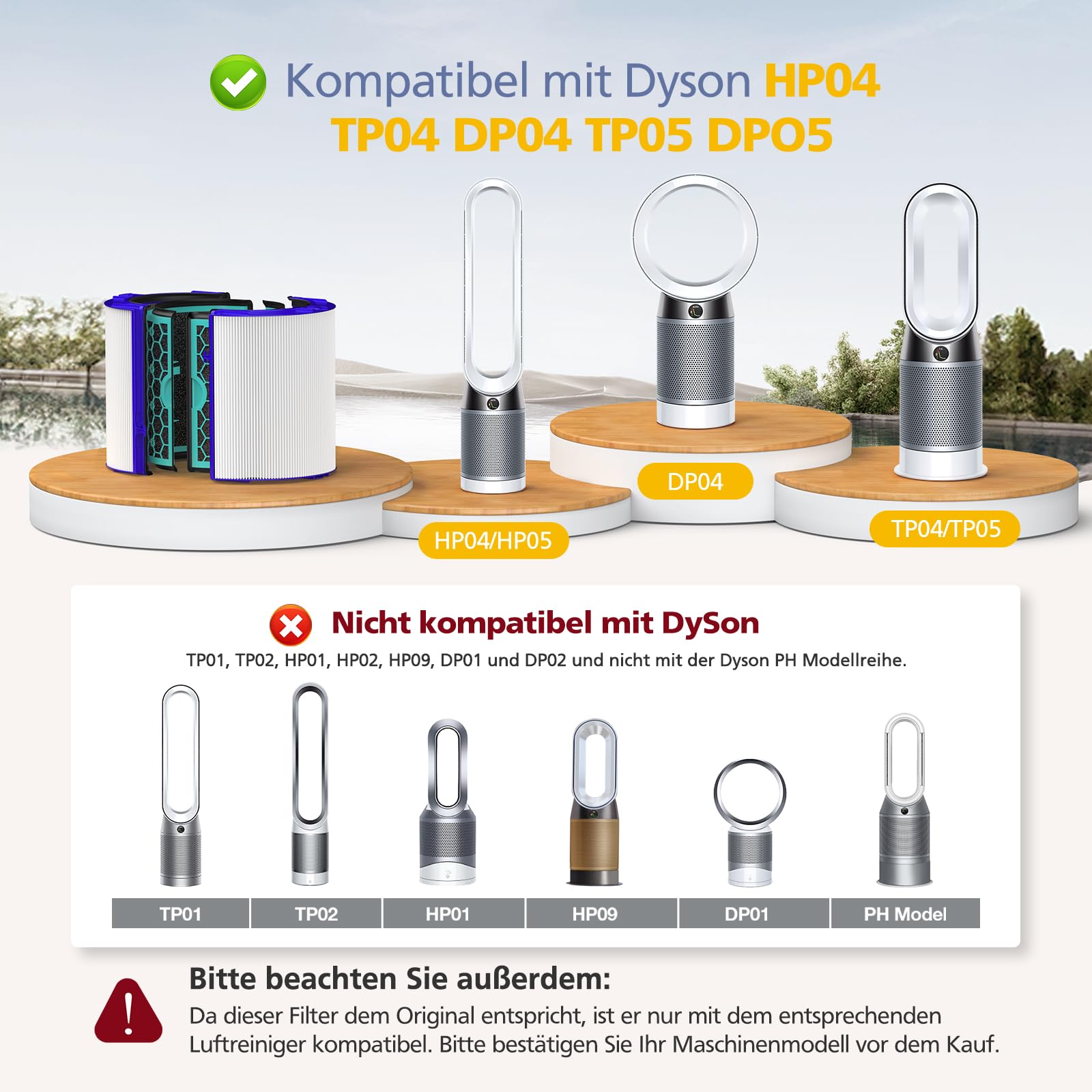 Filtro di ricambio per Dyson purificatore d'aria TP04 DP04 HP04 DP05 TP05, filtro e filtro a carbone attivo per Dyson purificatore d'aria