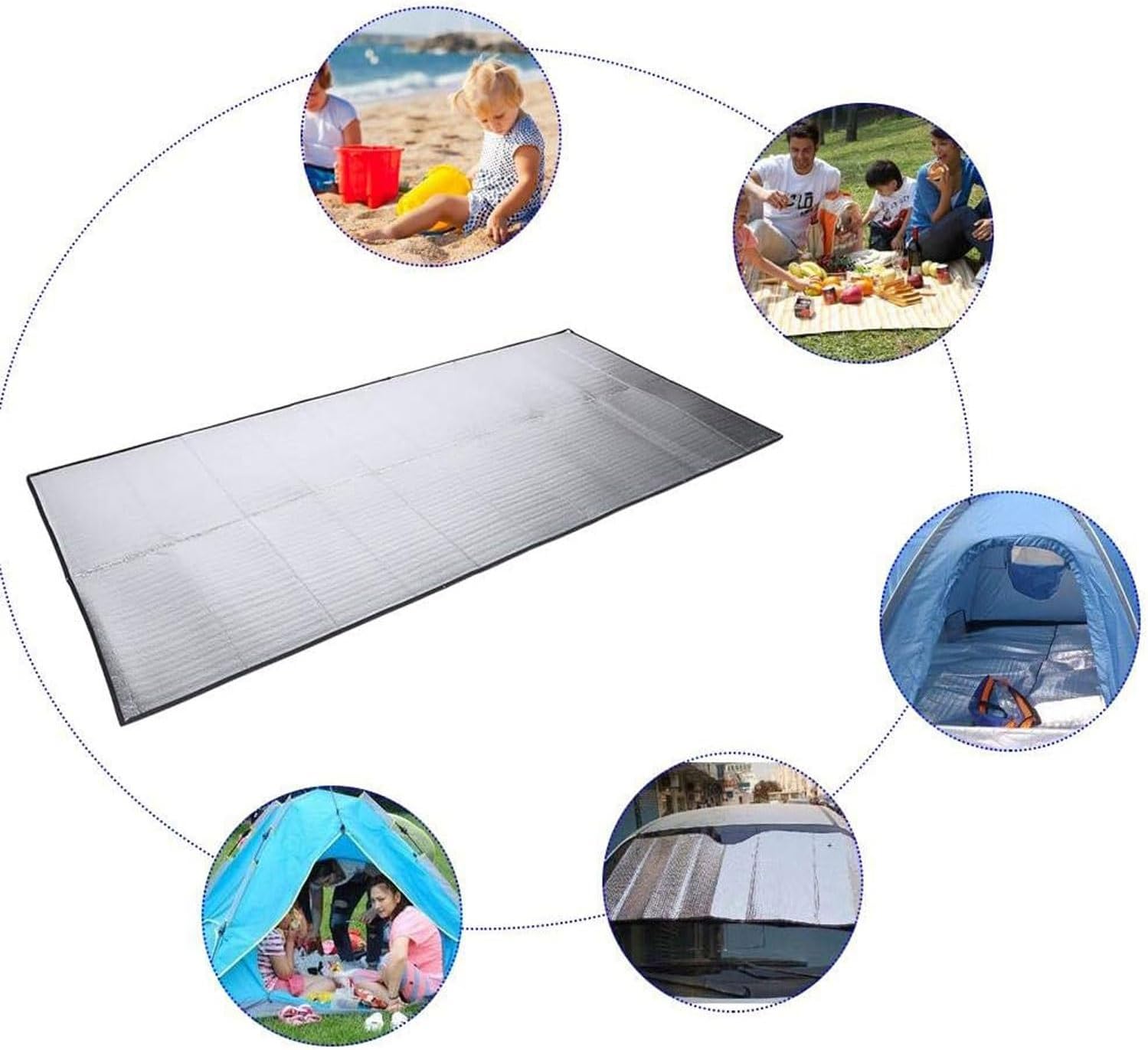 Camping Mat,Foldable Aluminium Foil Foam Sleeping Pad Picnic Tent Rug Blanket for Traveling and Outdoor Activities,4mm Thickness