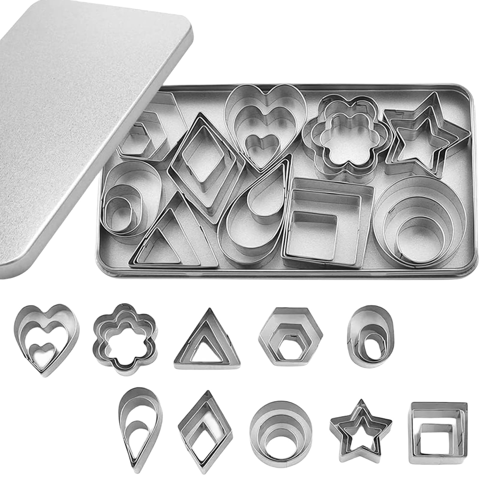 24-teiliges Keksausstecher Set: Geometrische Formen Aus Edelstahl