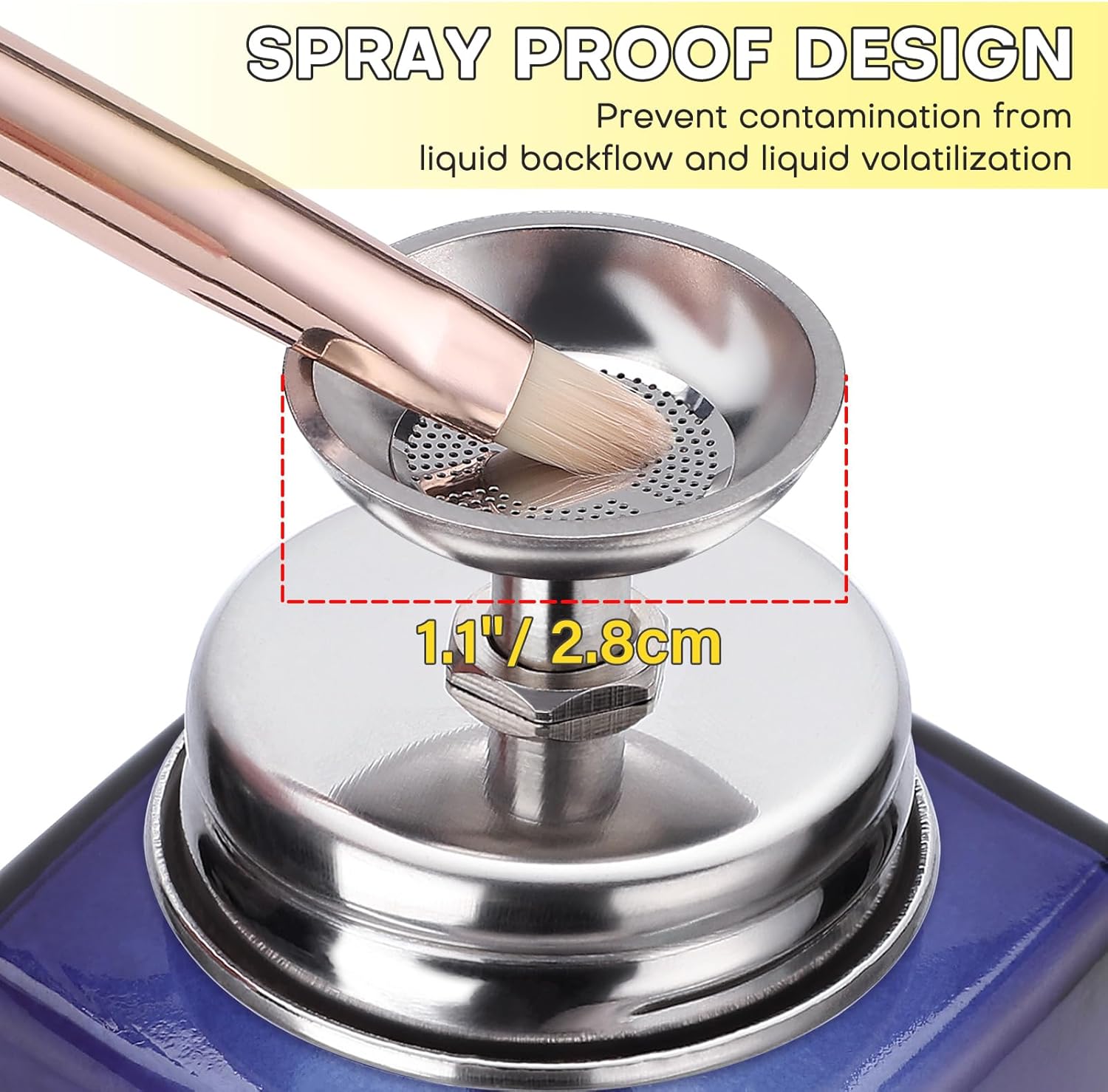 Noverlife 4Oz / 120ml Glass Nail Polish Remover Dispenser with Cap, Controllable Water Output Push Down Pump Dispenser for Acetone Alcohol Bottle, Decorative Empty Press Container for Makeup Remover Blue image 4 of 9 B0F4D5G27J