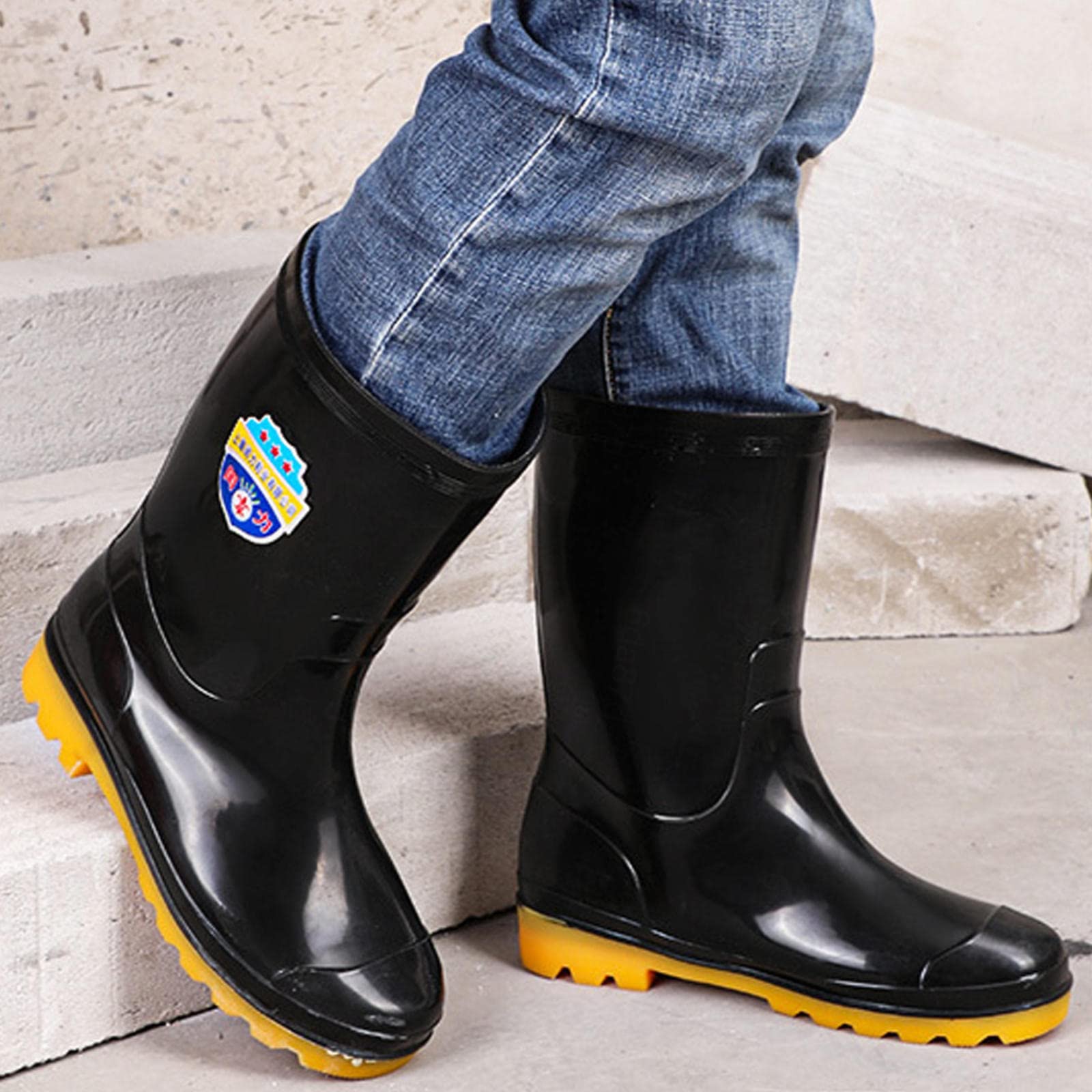 NALSA Stivali Wellington Impermeabili, Stivali in Gomma Antiscivolo industriali e da Costruzione, Scarpe da Lavoro Isolate di Sicurezza a Cilindro Medio 46-50EU,29cm-50EU