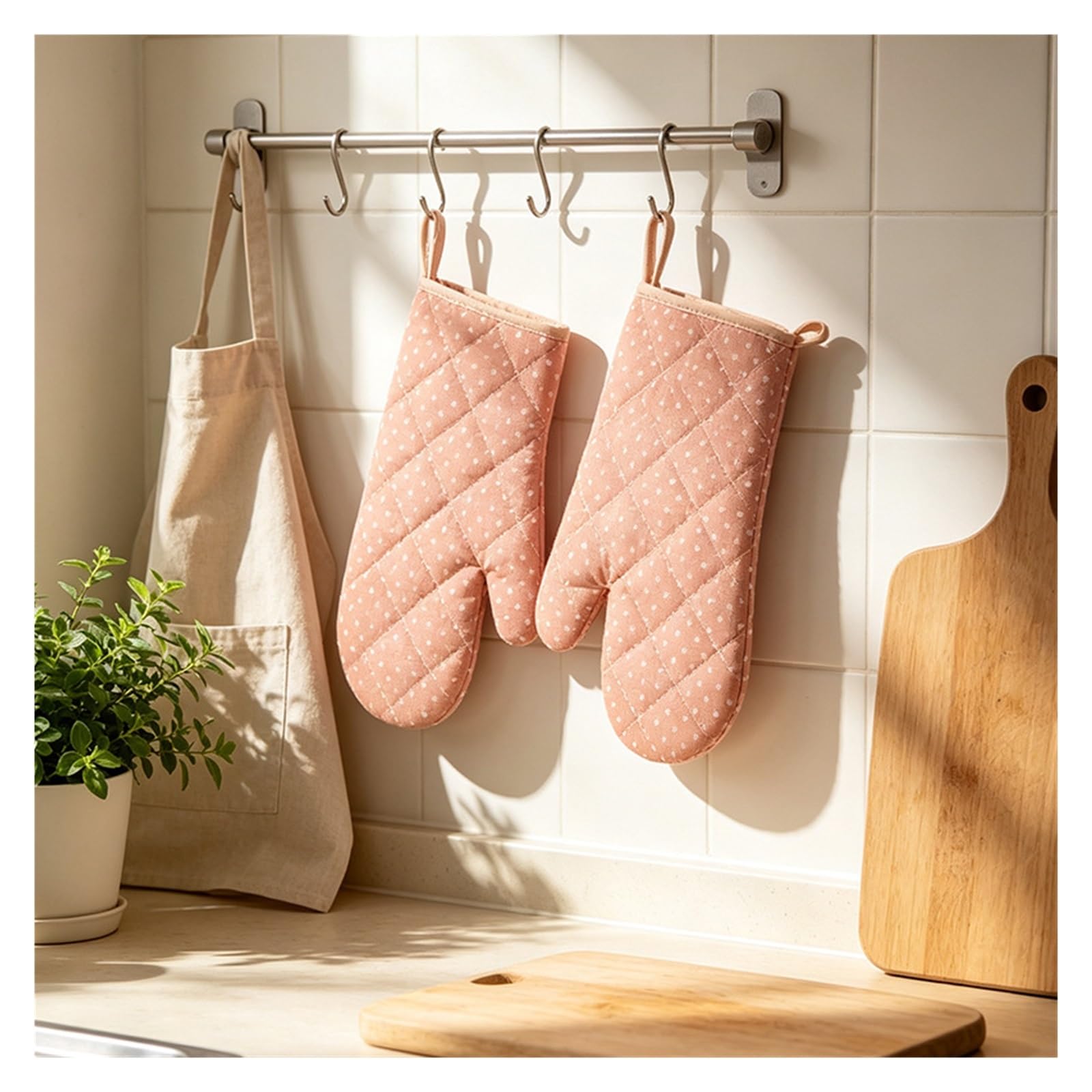 1 Paire De Gants Anti-brûlure Épais en Coton Et Lin pour Cuisine