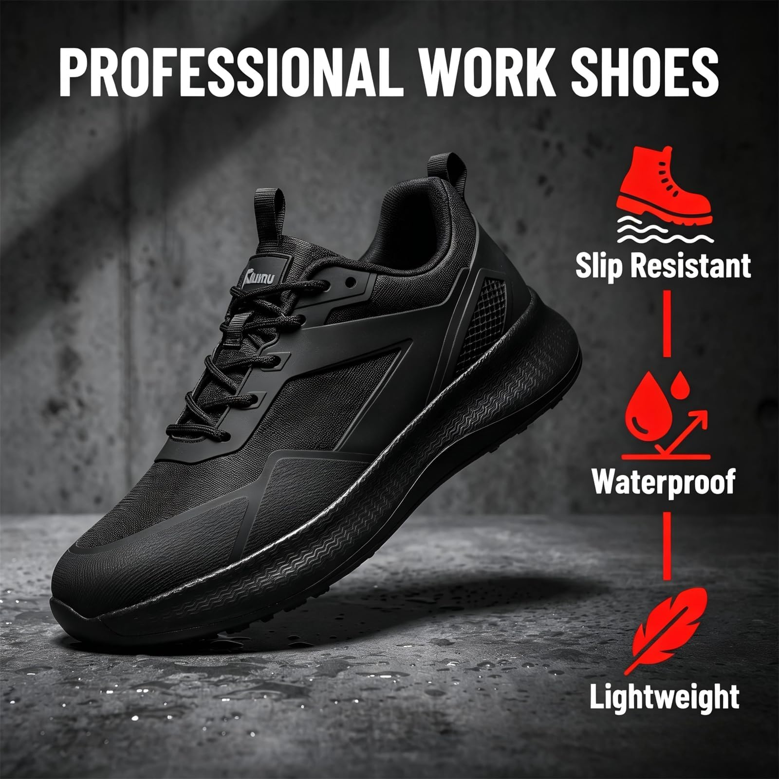 Moodeng Zapatos de cocina antideslizantes para hombre, ligeros, impermeables, para servicio de alimentos, resistentes al aceite, zapatos de chef para restaurante