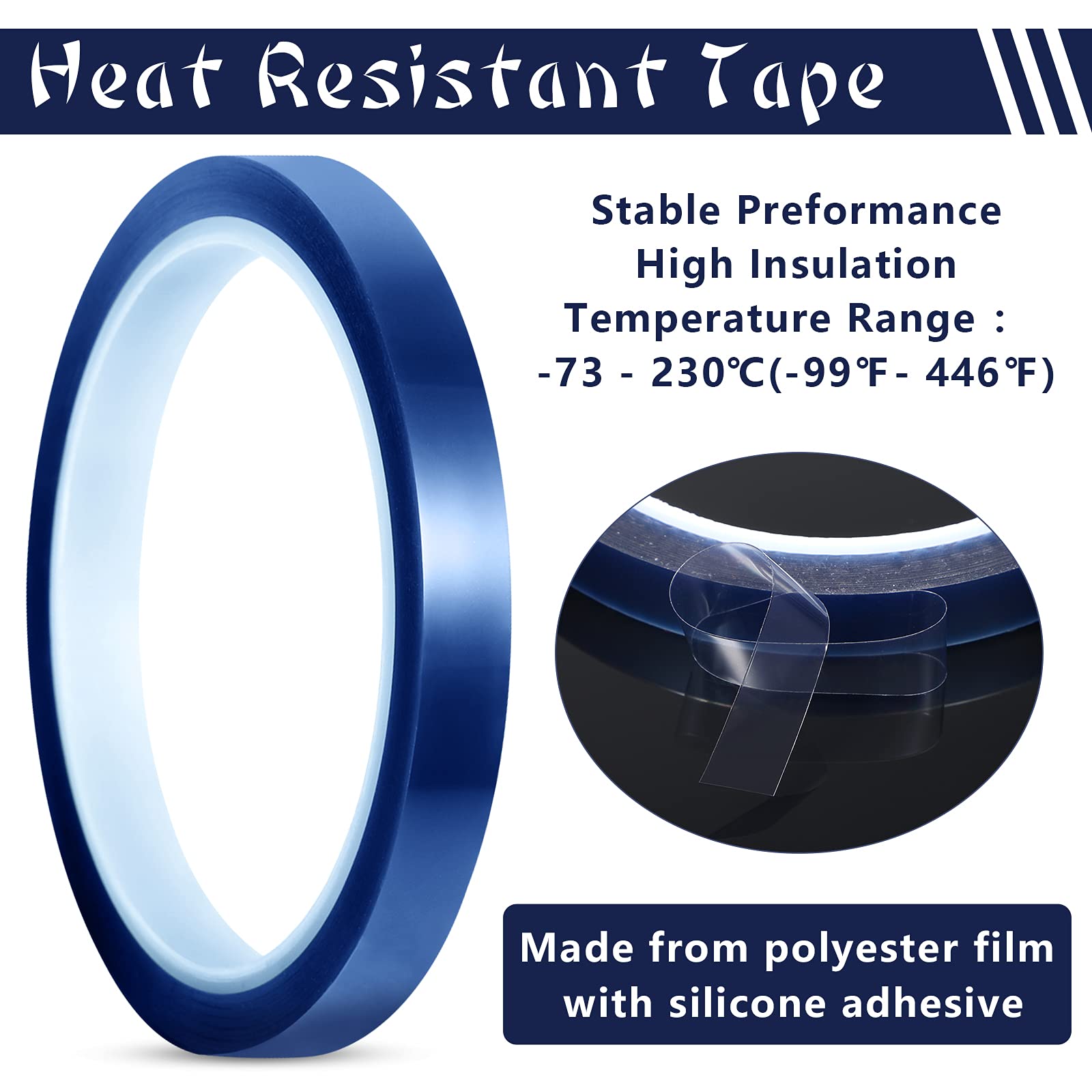 4 rollos de 10 mm x 33 m 108 ft cinta calefactora para sublimación cinta resistente al calor sin residuos cinta de transferencia de calor para impresión electrónica