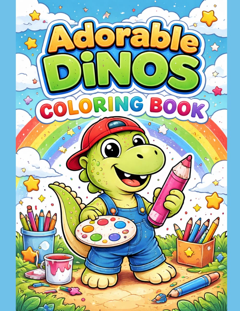Easy Dinosaur Coloring Book for Toddlers Ages 2–4: Simple and Cute Coloring Pages with Baby Dinosaurs, Big Shapes, and Fun Scenes