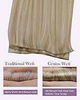 Vista 102 de LaaVoo Extensiones de cabello humano real para coser, extensiones de cabello humano de doble trama, color negro azabache, 18 pulgadas, 3.53 onzas