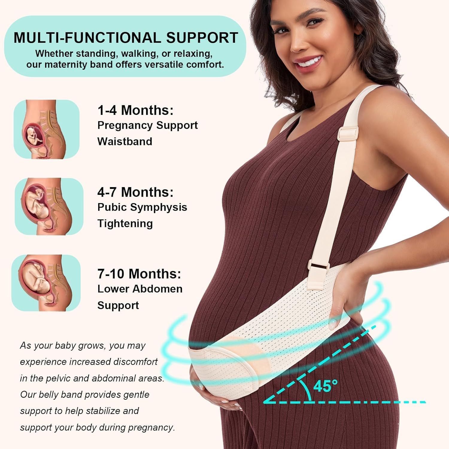 MAMODY Belly Bands For Pregnant Women Beige, Medium