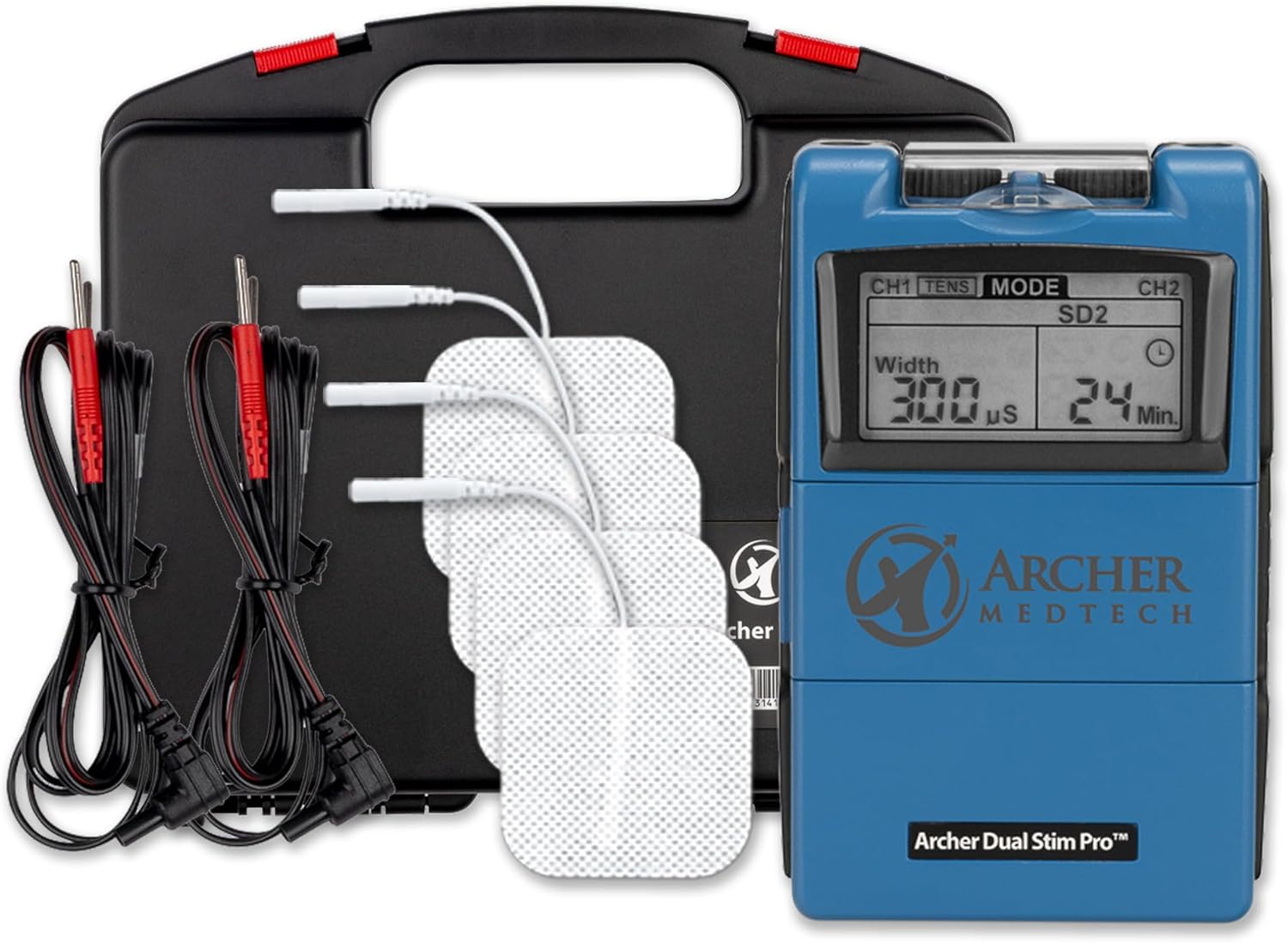 Dual Stim Pro Rugged TENS Unit Muscle Stimulator – EMS Muscle Stimulator and TENS Therapy Machine with 24 Modes – Dual Channel TENS Machine for Pain Relief and Muscle Recovery at Home