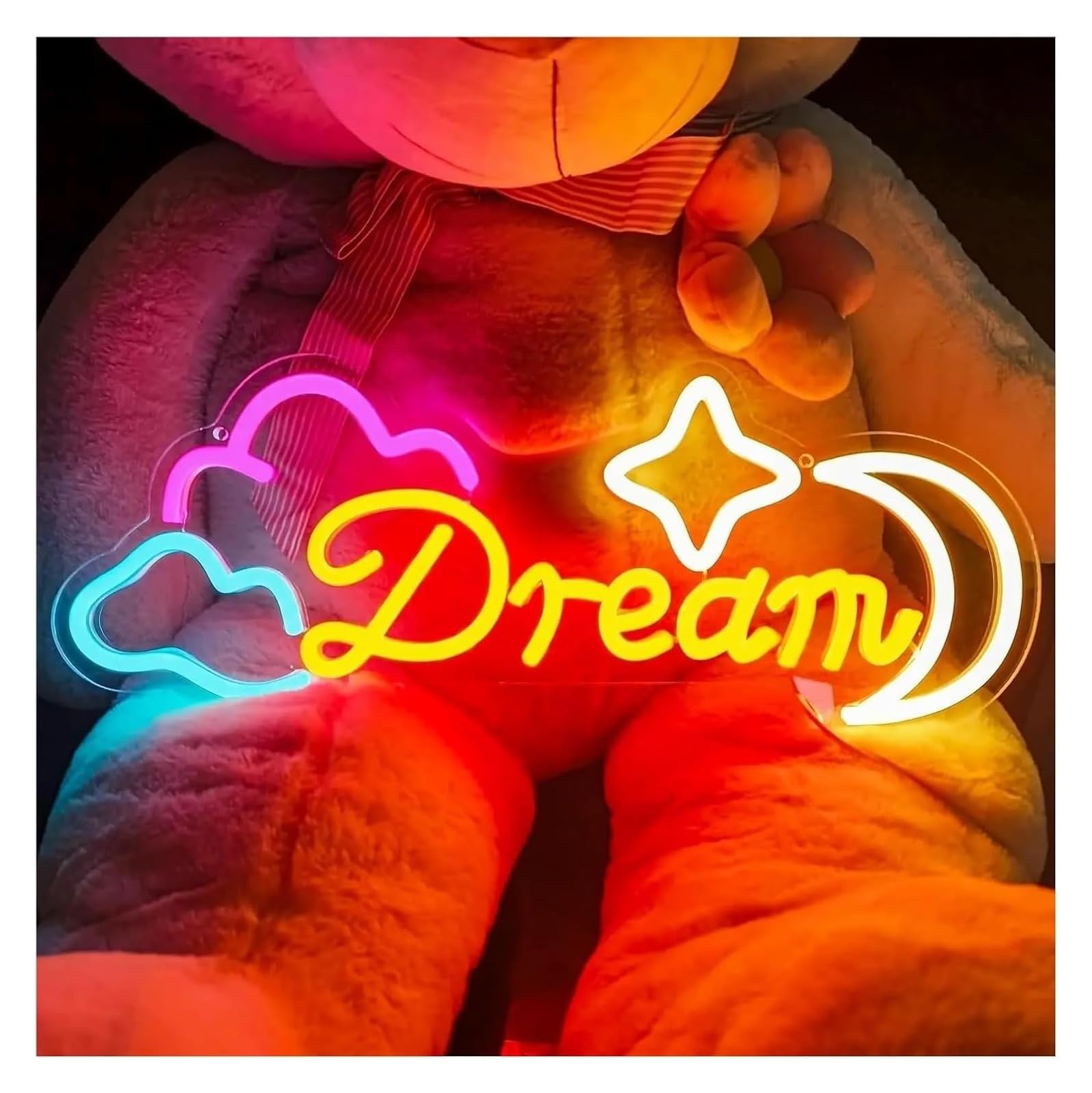 Letrero luminoso de neón "Dulces Sueños" con forma nube, para decorar paredes dormitorios, bodas, 17,3cm×45cm(A)