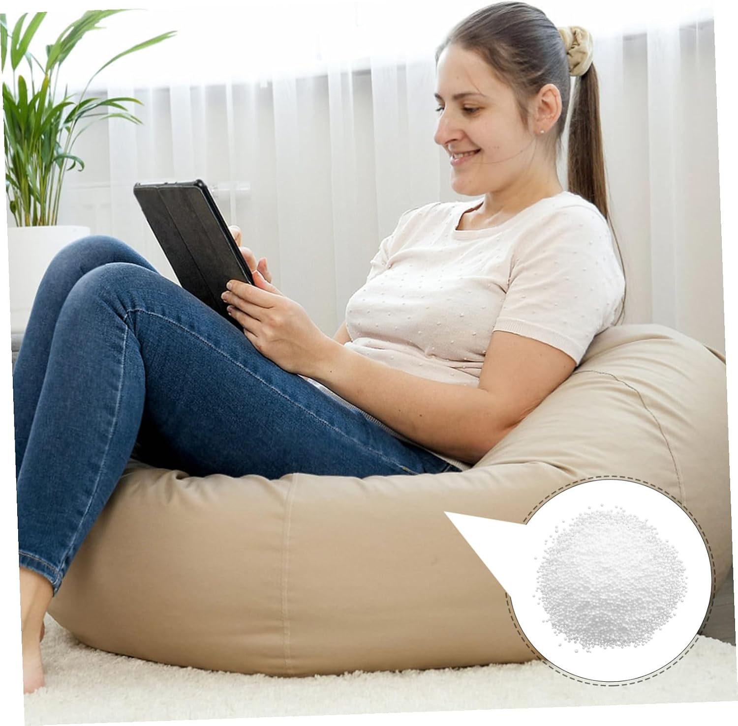 BESTonZON Bean Bag Stuffing Foam Pellets 1 Bag White Odorless Support