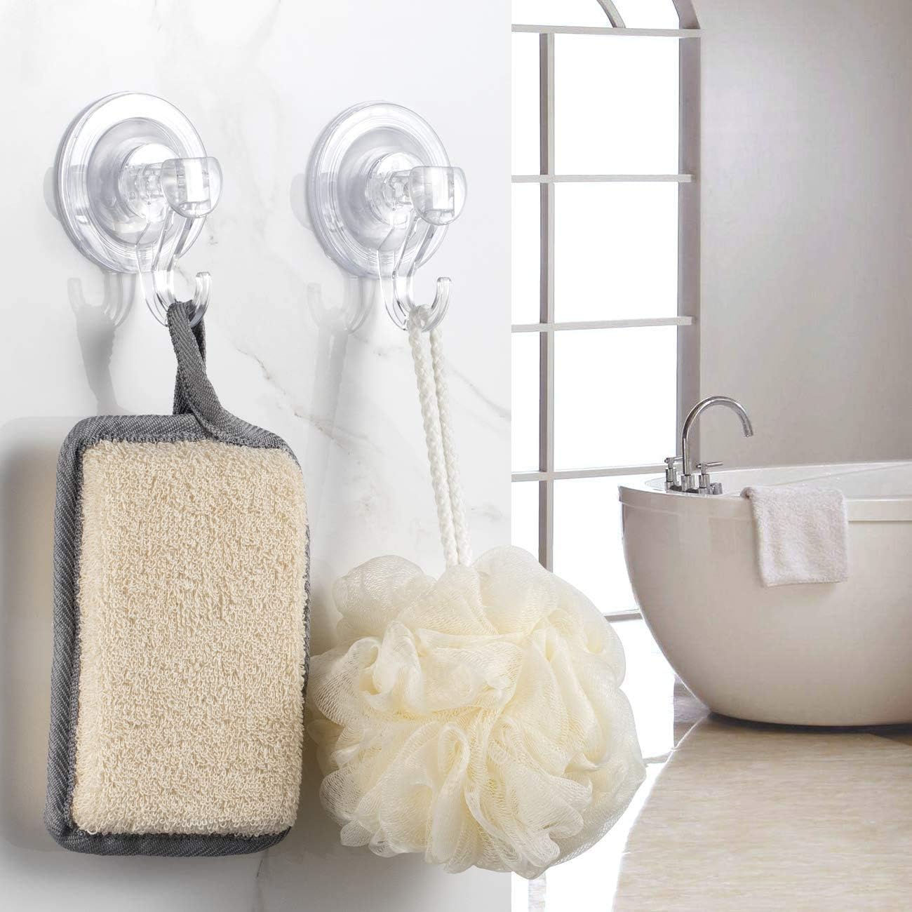 New Arrivals Quntis Suction Cup Hooks, Large Clear Powerful Vacuum Hooks Push and Lock Reusable Hooks Heavy Duty Waterproof Suction Hooks for Kitchen, Bathroom, Shower, Ceiling, Glass, Bathtub, Door-4Packs