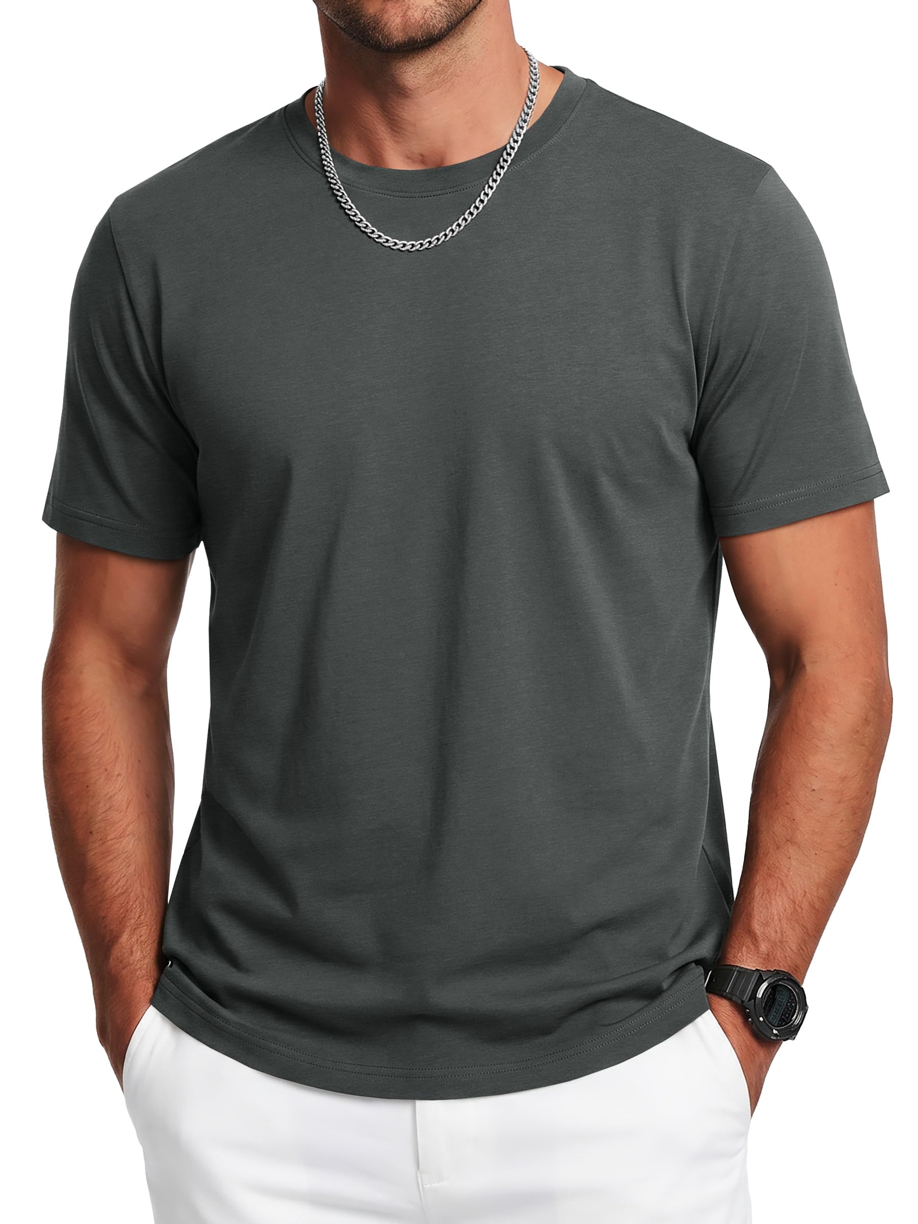 Cavva UV Shirt Herren Sommer Kurzarm T Shirt UPF50+ Rundhals Funktionsshirt Bambus Freizeit Atmungsaktiv Oberteil