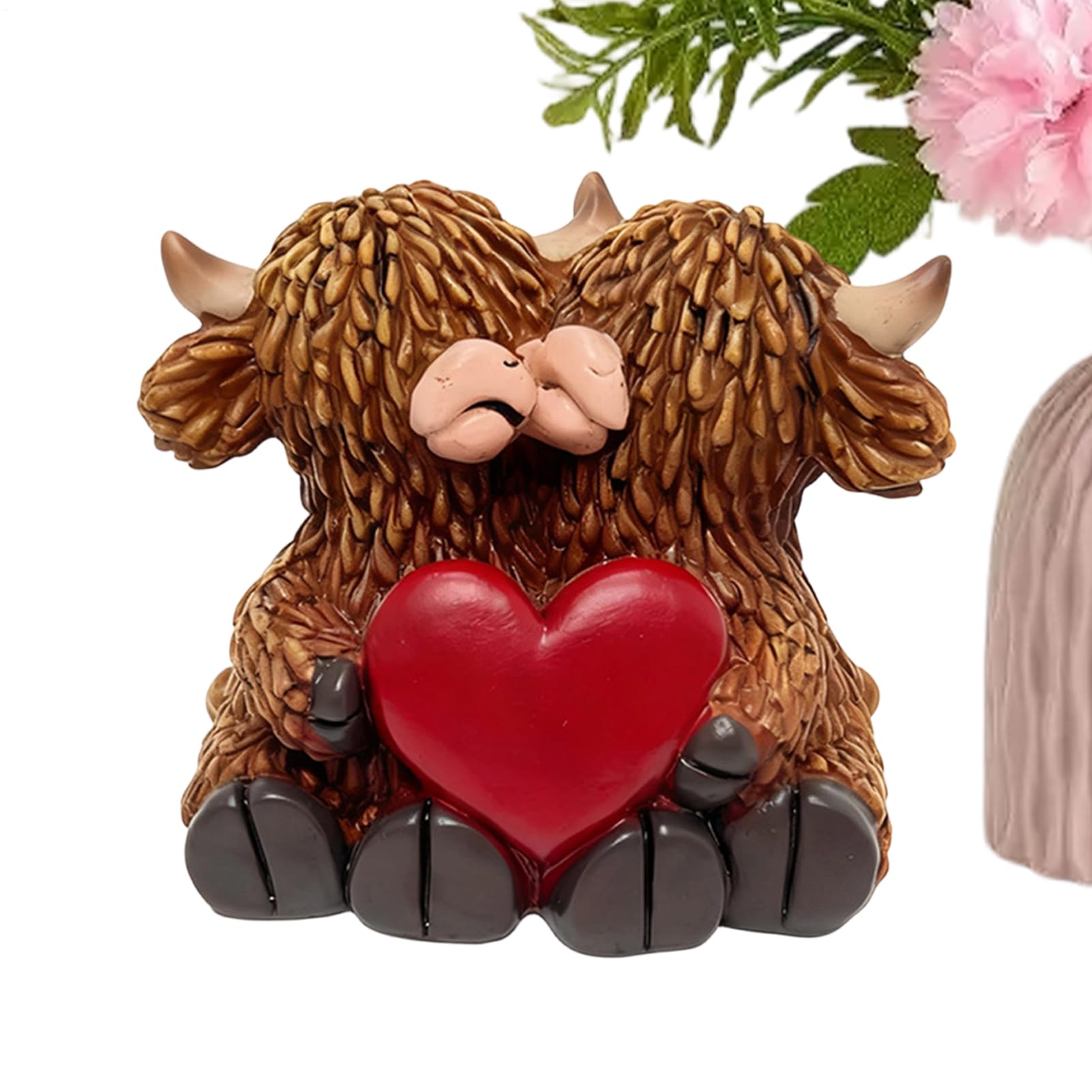 Décoration de la Maison Romantique : Vache en Résine pour Centre de Table Saint-Valentin