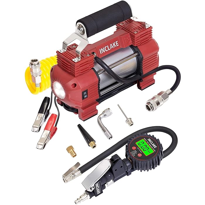 Buy INCLAKE Tire Inflator Double Cylinders Air Compressor with High End