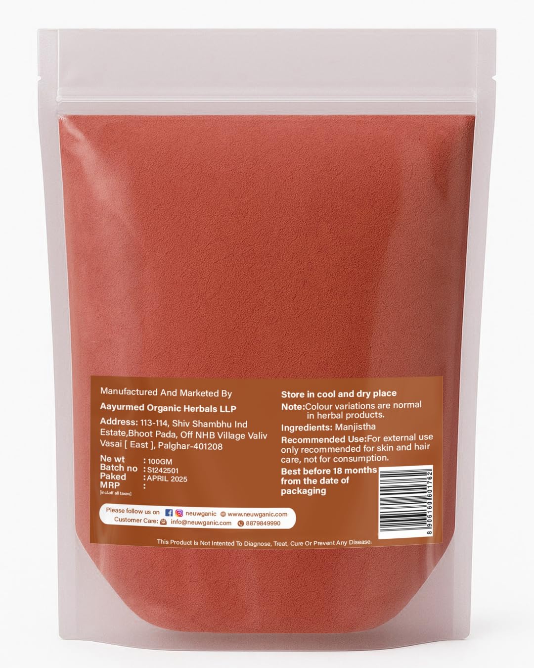 Organic Manjistha Powder (100gm) | Ayurvedic Herb for Skin Brightening, Pigmentation & Detox | Face Pack & Hair Growth Support | Pure Rubia Cordifolia Powder | Pack Of 3 — Amazon image 2