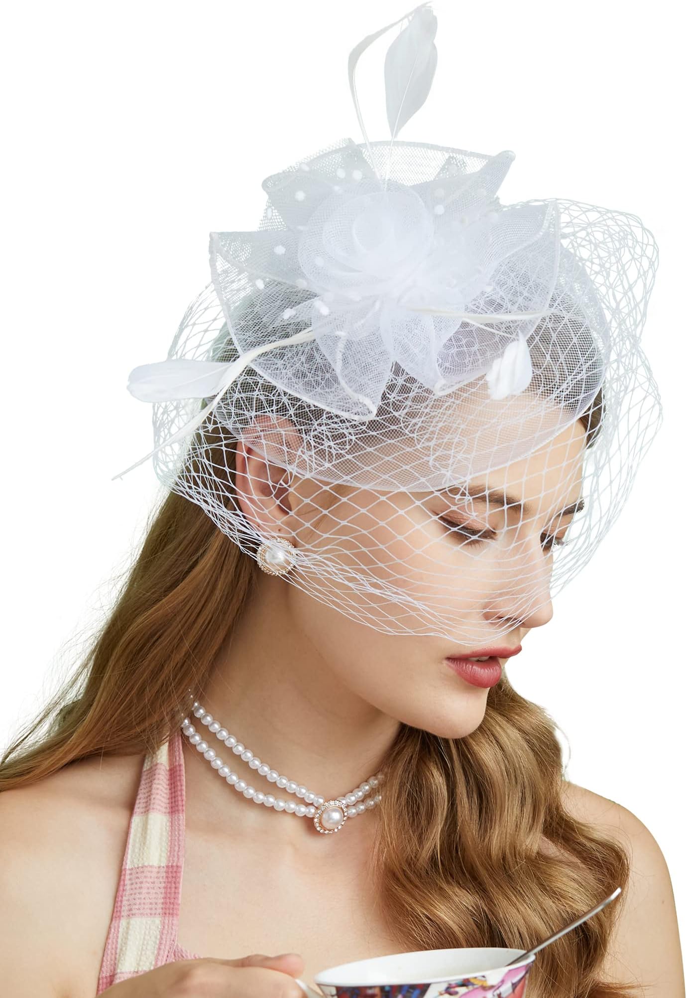 CizoeFascinators Hats 20s 50s Hat Pillbox Hat Cocktail Tea Party Headwear with Veil for Girls and Women