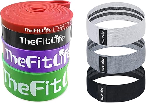 TheFitLife Bandas de resistencia: juego de bandas de dominadas + juego de bandas para botín