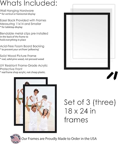 Vista 115 de Juego de 3 portarretratos de 16 x 20 pulgadas, color blanco lavado, de madera de 16 x 20 pulgadas, para pared de galería, 3 marcos de 16 x 20 Blanco