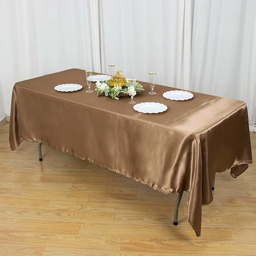 Miniatura 7 de Efavormart - Mantel rectangular de satén, 60 x 102 pulgadas, suave, oblongo, lavable, mantel decorativo de tela sedosa para bodas, fiestas,